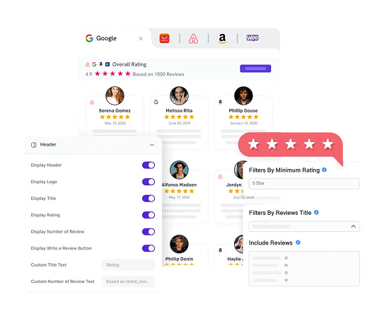 Filtering and showing customer ratings